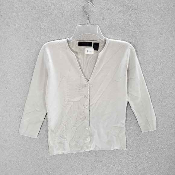 Express Women Sweater Medium Gray Silk Blend Cardigan Crop Button Up Casual READ - Picture 1 of 7